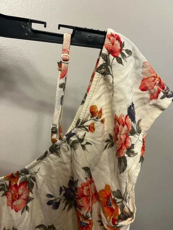 AE Floral Tie-Front Crop Top Cream Floral Crop Strapy Cottagecore Boho - Picture 8 of 8